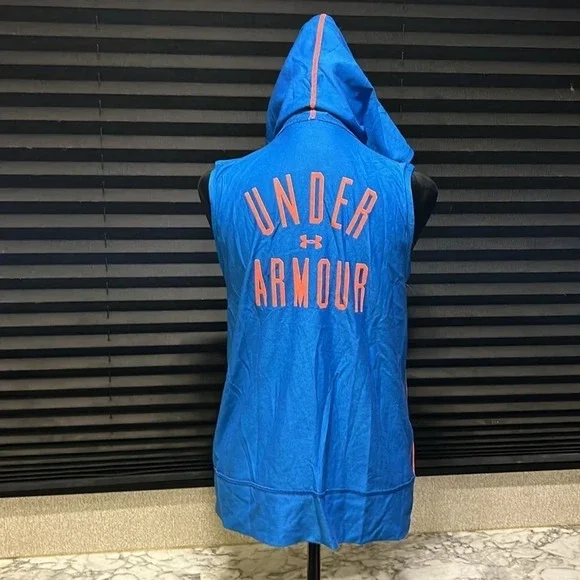 Under Armour Girls Youth Blue & Orange Hooded Zip Front Reversible‎ Vest YXL - Picture 3 of 12